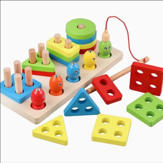 Juego de Encaje de Figuras y Pesca