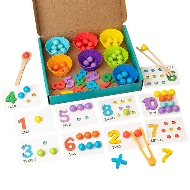 Juego de Clasificación de Cuentas y Números Montessori