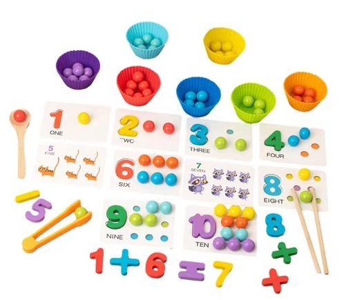Juego de Clasificación de Cuentas y Números Montessori