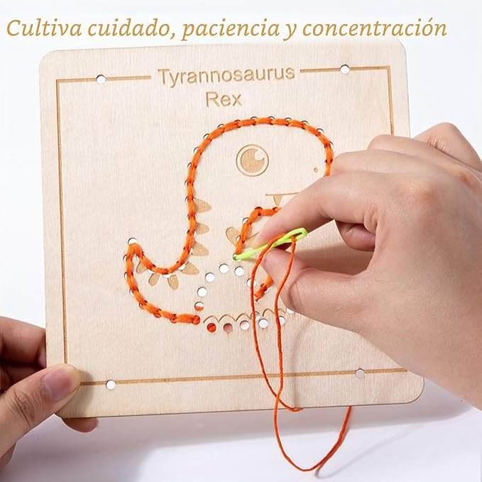 Juego de Costura y Enhebrado de Madera Montessori