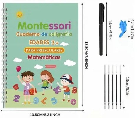 Set de 4 Cuadernos Mágicos de Caligrafía Montessori