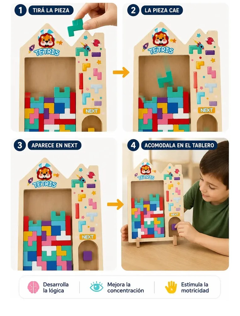 Tetris   3D  Estilo Montessori de Madera