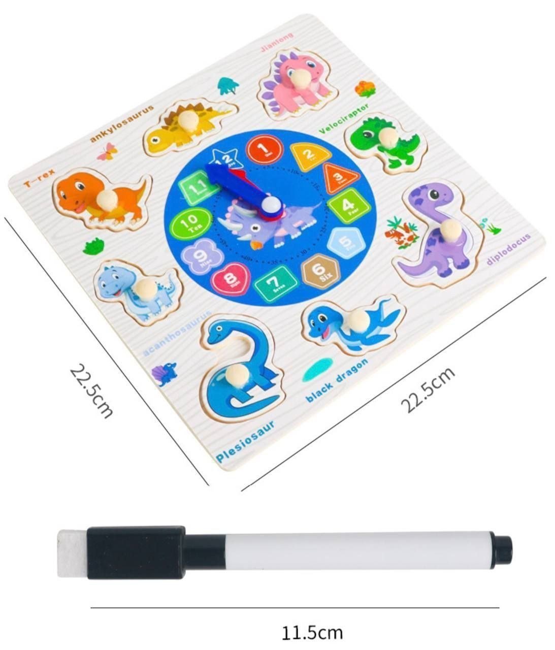 Reloj Didáctico con Rompecabezas y Pizarra 3 en 1