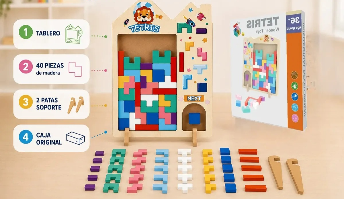 Tetris   3D  Estilo Montessori de Madera