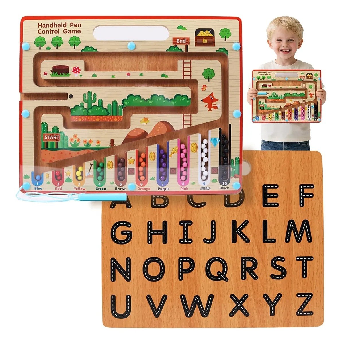 Tablero de Laberinto Magnético de Madera Montessori