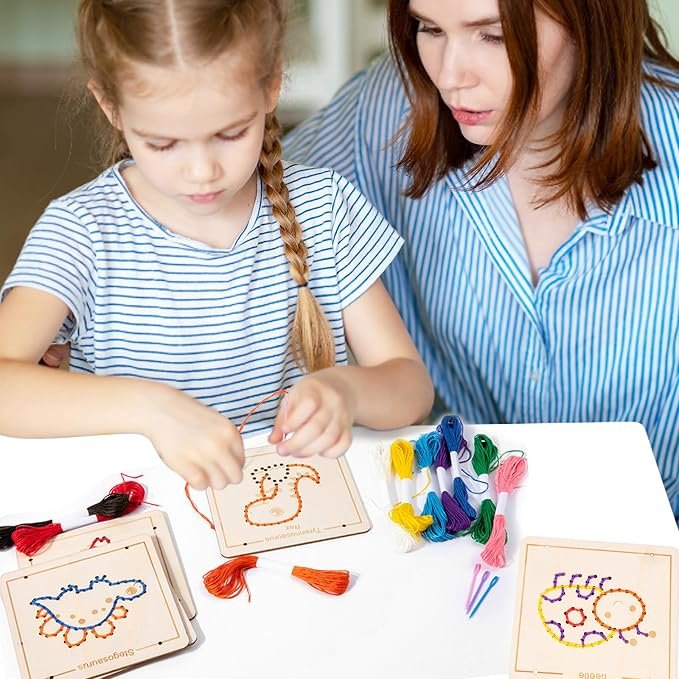 Juego de Costura y Enhebrado de Madera Montessori