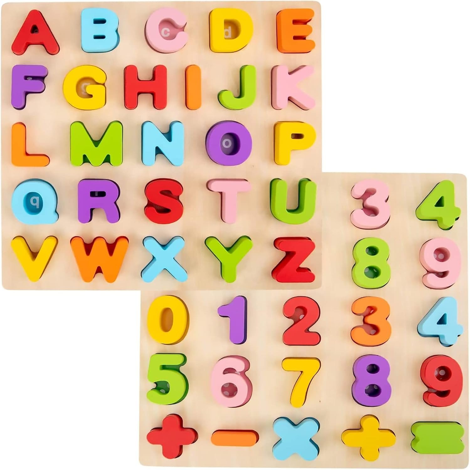 Rompecabezas Grande de Letras y Números / Tablero de Encastre Didáctico de Madera
