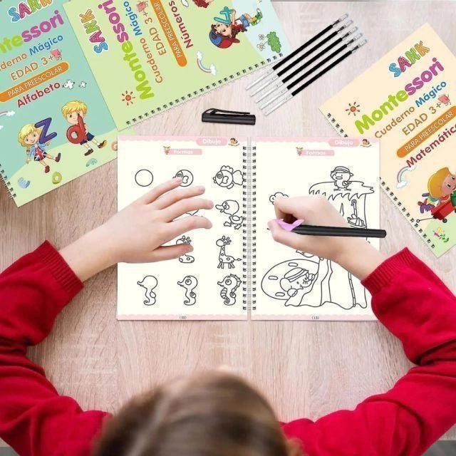Set de 4 Cuadernos Mágicos de Caligrafía Montessori