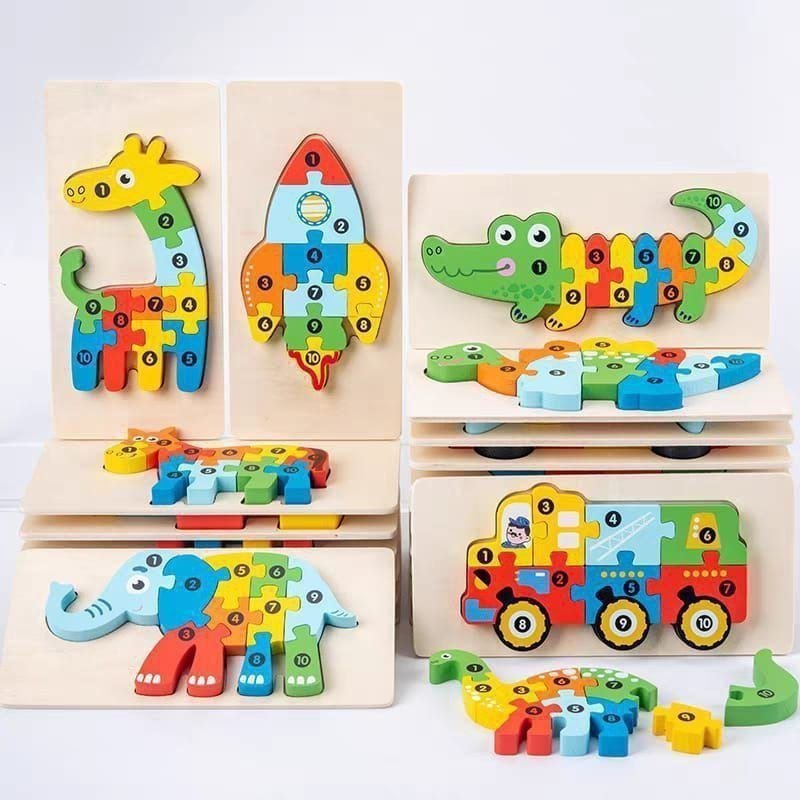 Rompecabezas Montessori Numérico 3D de Madera Pequeño
