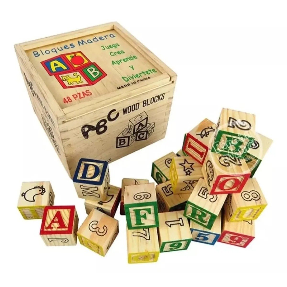 Cubo ABC de 48 Piezas de Madera